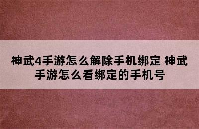 神武4手游怎么解除手机绑定 神武手游怎么看绑定的手机号